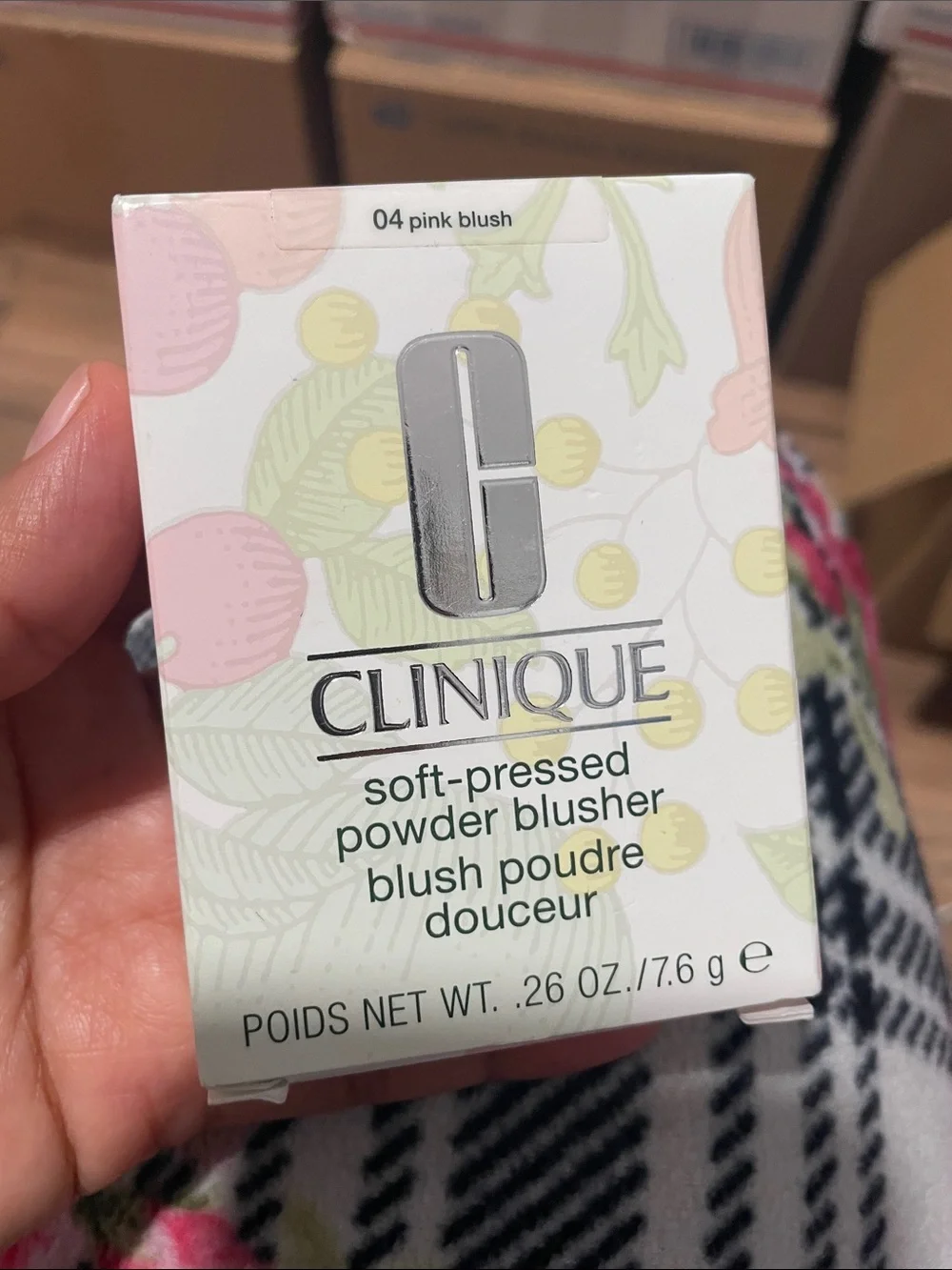 Clinique Peachy Pink Powder Blush Compact with Brush